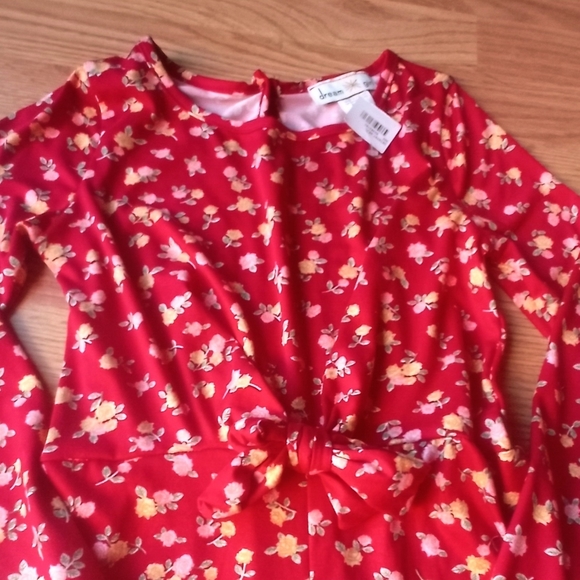 NFS.        girls jumpsuit, one piece, red floral, sz 7 - Picture 4 of 8